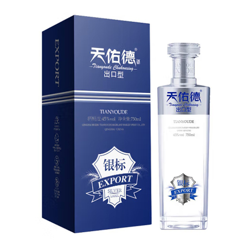 [정품]텐요우더칭커주(天佑德青稞酒), 출구형은표(出口型银示).750ml. 45%vol