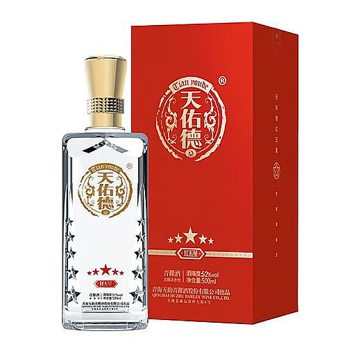 [정품]텐요우더칭커주(天佑德青稞酒), 홍5성(红5星). 500ml. 52%vol