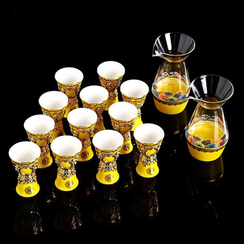 (酒具)바이주 술잔 세트 (도자기, 1+6set, 4종 디자인)